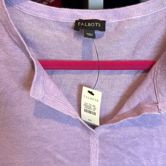 Talbots lavender hi low v neck short sleeve sweater top size XS NWT - Picture 2 of 3